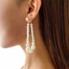 Women's Sterling Silver Pearl Inlaid Circle Stud Earrings