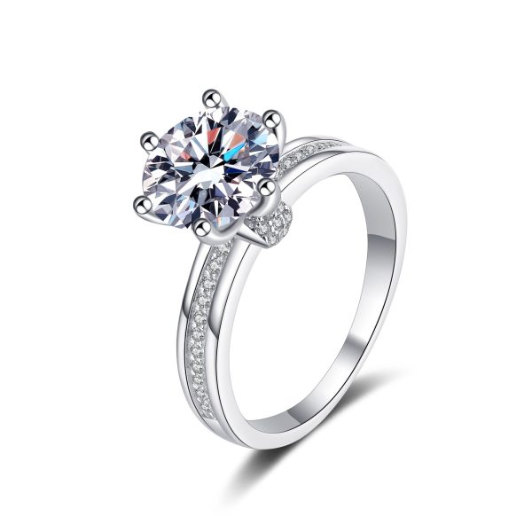 925 Sterling Silver Ring Bridal Bouquet 3 Karat Moissanite Ring