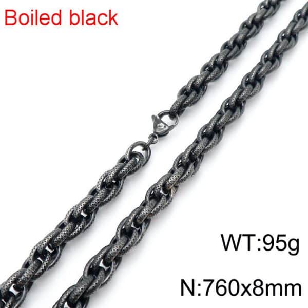Black Dot Pattern Men's Necklace Stainless Steel Retro Men Bracelet