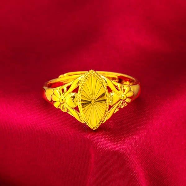 Alluvial Gold Girls Open Diamond Flower Ring