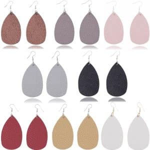 Bucket-shaped Leather Double-sided Water Drop Earrings