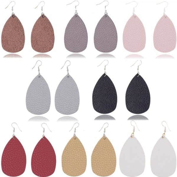 Bucket-shaped Leather Double-sided Water Drop Earrings
