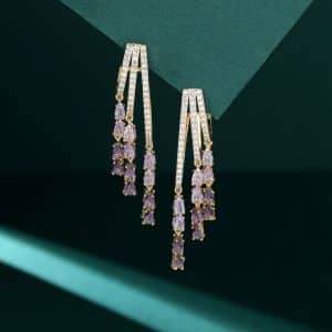 Sweet Sterling Silver Needle Water Drop Tassel Earrings