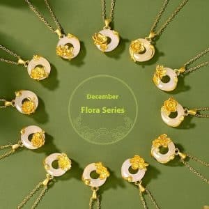 The 12 Floras White Chalcedony Safety Buckle Pendant Necklace