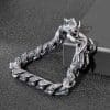 Vintage Distressed Power Style Personalized Double Chinese Dragon Heads Titanium Steel Bracelet