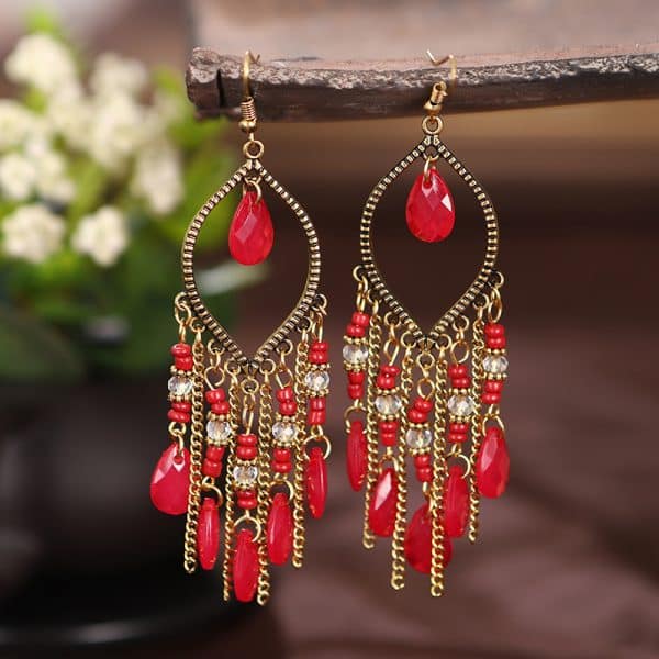 Vintage Water Drop Bohemian Chain Earrings