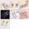 S925 Sterling Silver Suit Female Combination Exquisite Fashion Long Bow Earrings