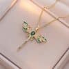 Women's Fashionable Colorful Dragonfly Pendant Necklace