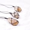 Original Stone Crystal Teeth Hand Woven Net Pendant Jewelry Necklace