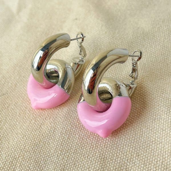 Women's Statement Contrast Enamel Drop Earrings