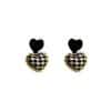 Women's Silver Post Heart Houndstooth Drop Earrings