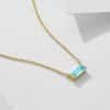 925 Sterling Silver Twelve Birthstone Square Clavicle Chain Women's Simple
