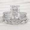 S925 Sterling Silver Super Shiny Ice Flower Cut Zircon Ring Suit