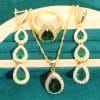 Blue Water Drop Zircon Necklace Earring Ring Bracelet 3-piece Set