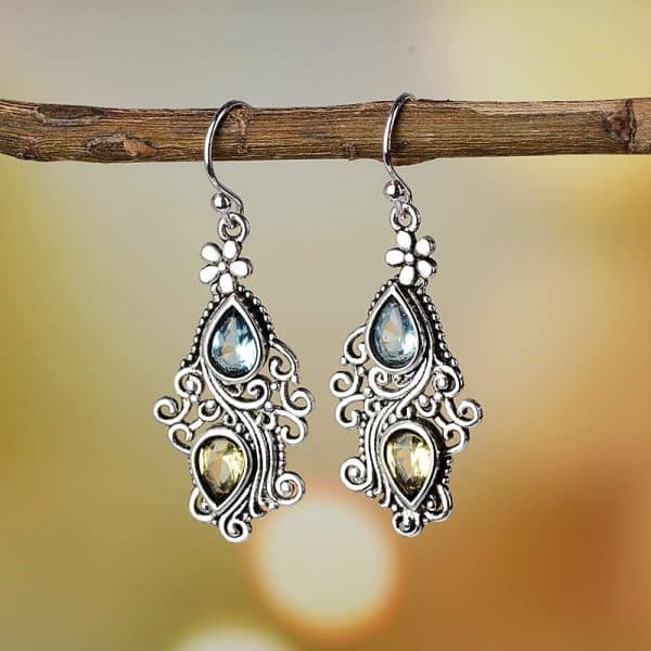 Creative Flower Drop Pear Shaped Earrings