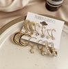 New Pearl Zircon Temperament Stud Earrings Women's Geometric Pearl Stud Earrings 9-piece Set