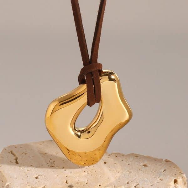 European And American Irregular Liquid Glossy Hollow Pendant Necklace