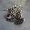 Vintage Carved Geometric Square Water Drop Amethyst Earrings