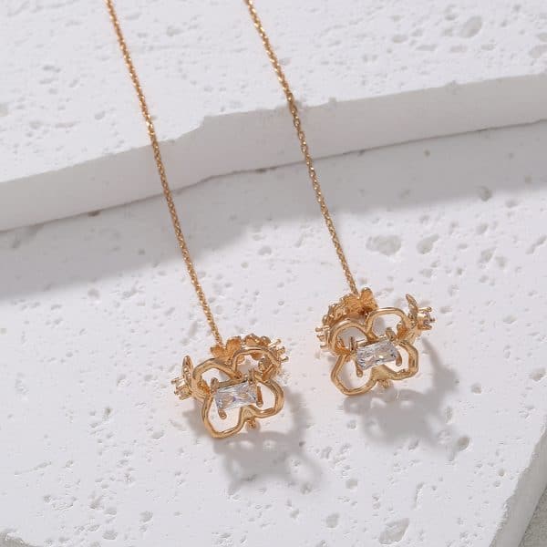 Cross Border Jewelry Wholesale Niche Design Earrings Female Fashion European And American Butterfly Copper Micro Set Zircon Long Tassel Ear Line