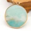 Natural Stone Gem Amazonite Round Pendant Handmade Craft DIY