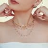Ferris Wheel Ins Blue Gold Natural Stone Handmade Beaded Clavicle Necklace