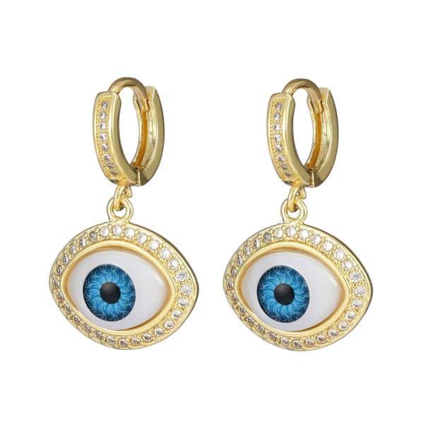 Personalized Blue Eye Color Preserving Bronze Micro Set Earrings