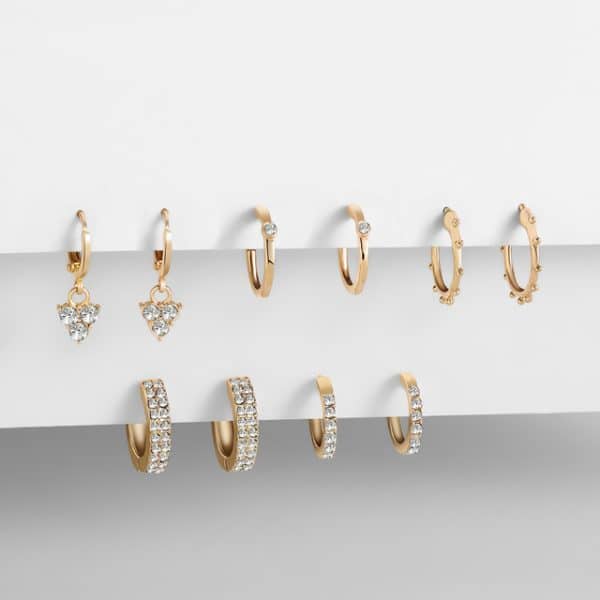 5Pair Fashion Round Twist Copper Small Hoop Earrings Set For