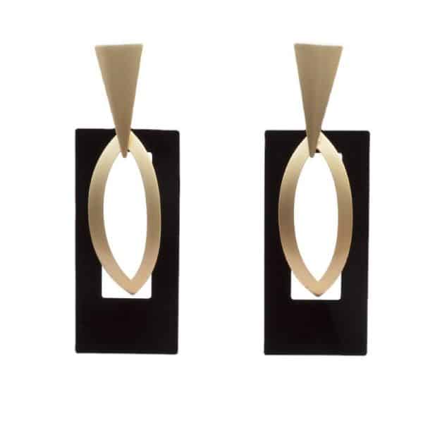 Vintage Geometric Frosty Metal Drop Earrings