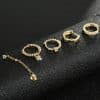 5 Pairs Gold And Silver Ring Earrings Set