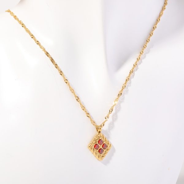 December Birthday Stone Necklace Quadrilateral