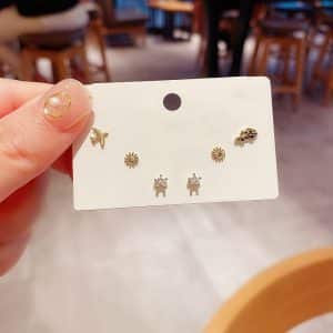 Women's Fashion Geometric Zircon Earrings Set