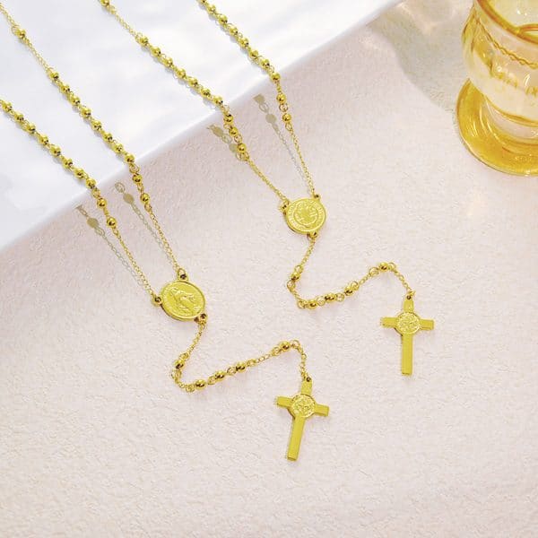 Stainless Steel Cross Pendant Necklace Sweater Chain Necklace