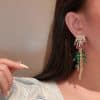 Diamond Drop Finger Feather Earrings