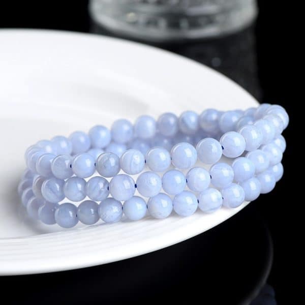 Crystal Natural Blue Pattern Agate Ball Blue Striped Agate Scattered Beads Bracelet