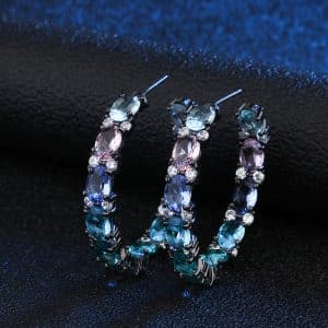 Shining Color Matching Circle Sexy Elegant Zircon Earrings