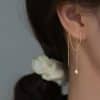 Gold Long Fringed Star Copper Circle Micro-set Zircon Earrings