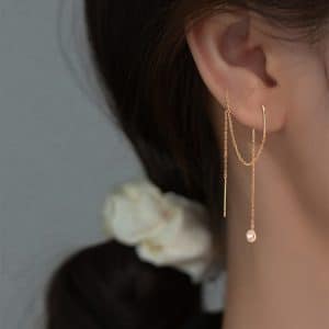 Gold Long Fringed Star Copper Circle Micro-set Zircon Earrings
