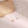 European And American Hollow Heart Shape With Diamond Pendant Stainless Steel Necklace