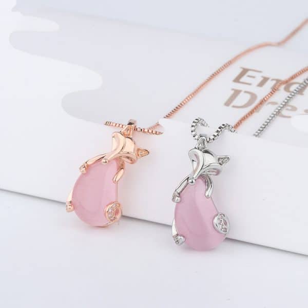 Crystal Fox Pendant Rose Gold Clavicle Chain Simple