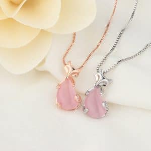 Crystal Fox Pendant Rose Gold Clavicle Chain Simple