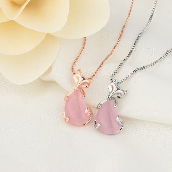 Crystal Fox Pendant Rose Gold Clavicle Chain Simple