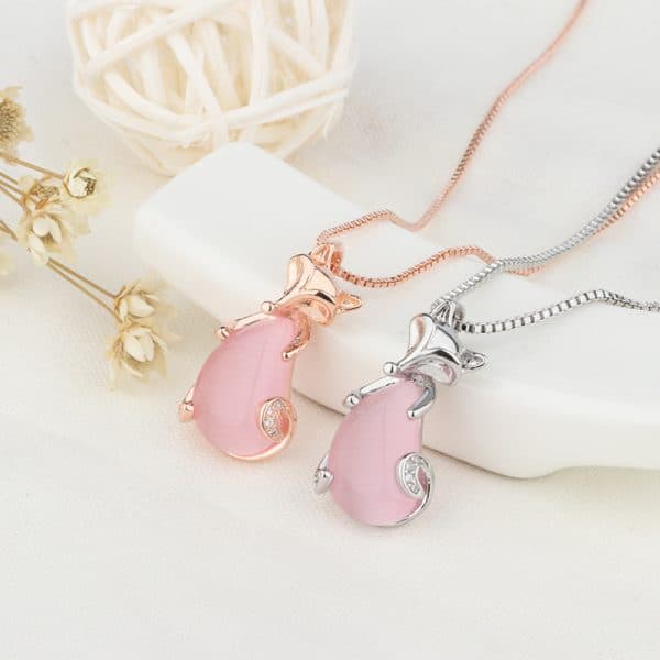 Crystal Fox Pendant Rose Gold Clavicle Chain Simple