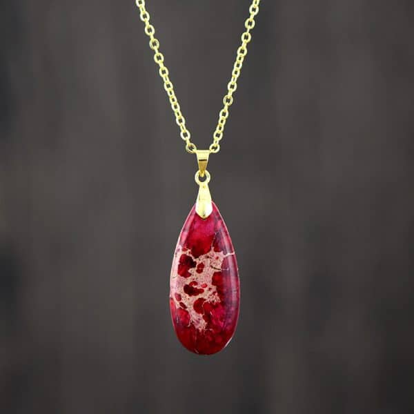 Emperor Stone Water Drop 18K Gold Plating Chain Pendant Necklace