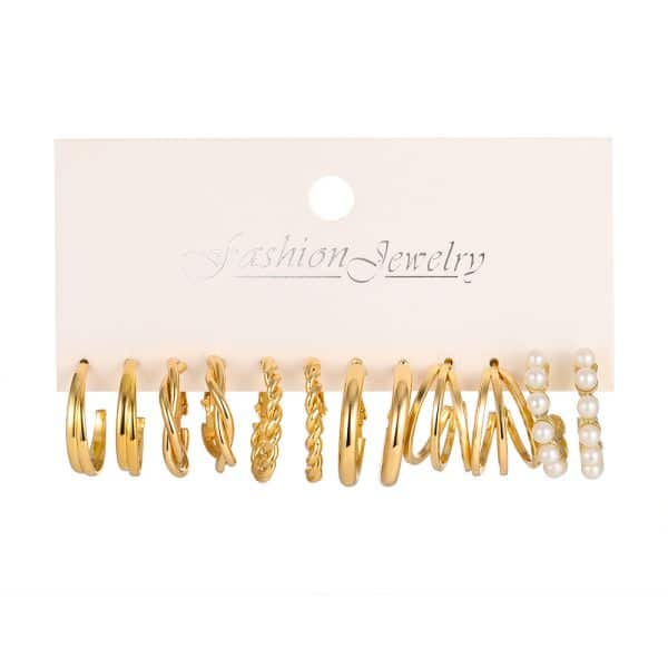 Personalized Metal Three Tube Fried Dough Twist Earring Set 6 Pieces