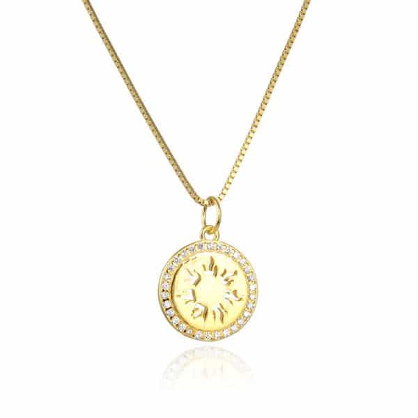 Sun Fire Round Clavicle Chain Necklace Female S925 Sterling Silver