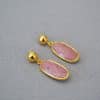 Oval Carved Real Stone Natural Stone Stud Earrings