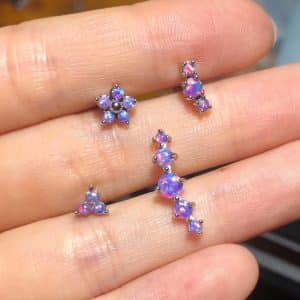 Opal Stud Set Of 4 Purple O Bao Nose Ring Ear Bone Stud
