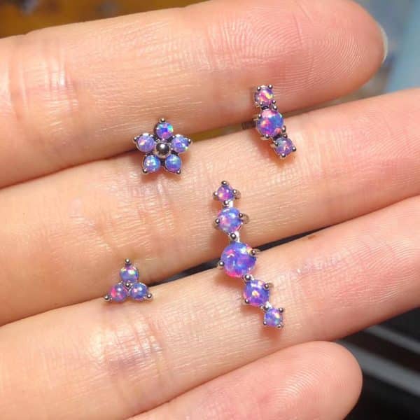 Opal Stud Set Of 4 Purple O Bao Nose Ring Ear Bone Stud