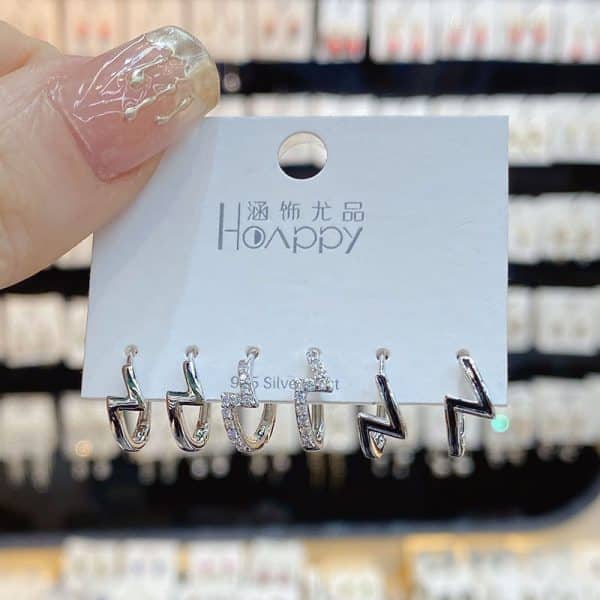 Exquisite Small Lightning Combo Set Ear Buckles