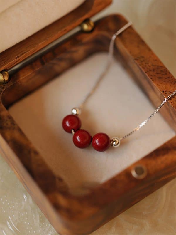 Cinnabar S925 Sterling Silver Necklace Female Niche